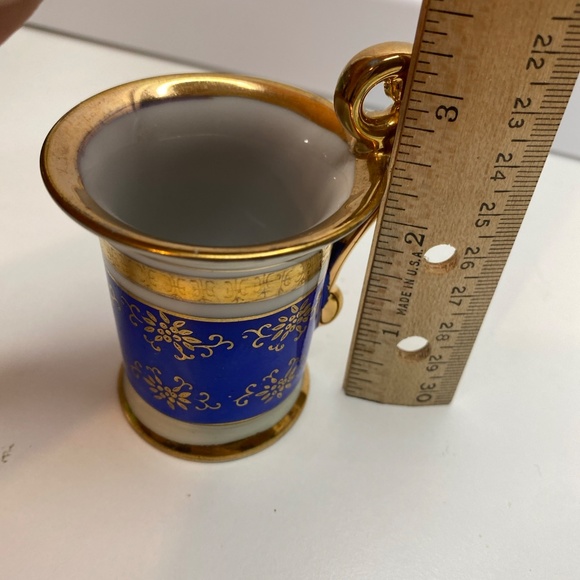 Porcelain Cobalt Blue/Gold Handpainted Portrait Mug marked 55/879 - Picture 8 of 9